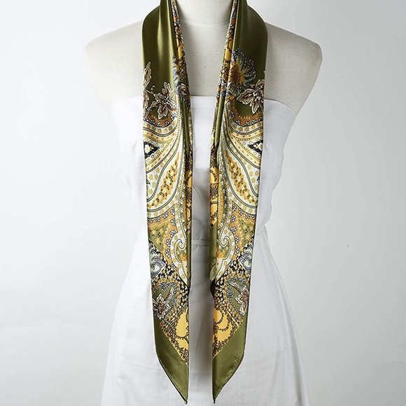 Clau's 35x35 Large Square Silk Like Hair Scarf 154 - Picture 4 of 7